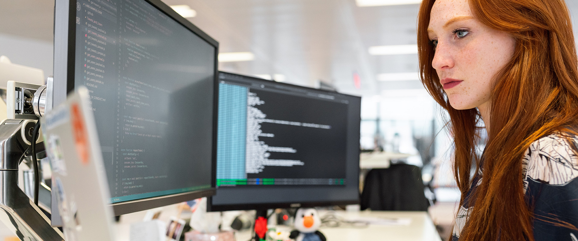 Woman working at a computer